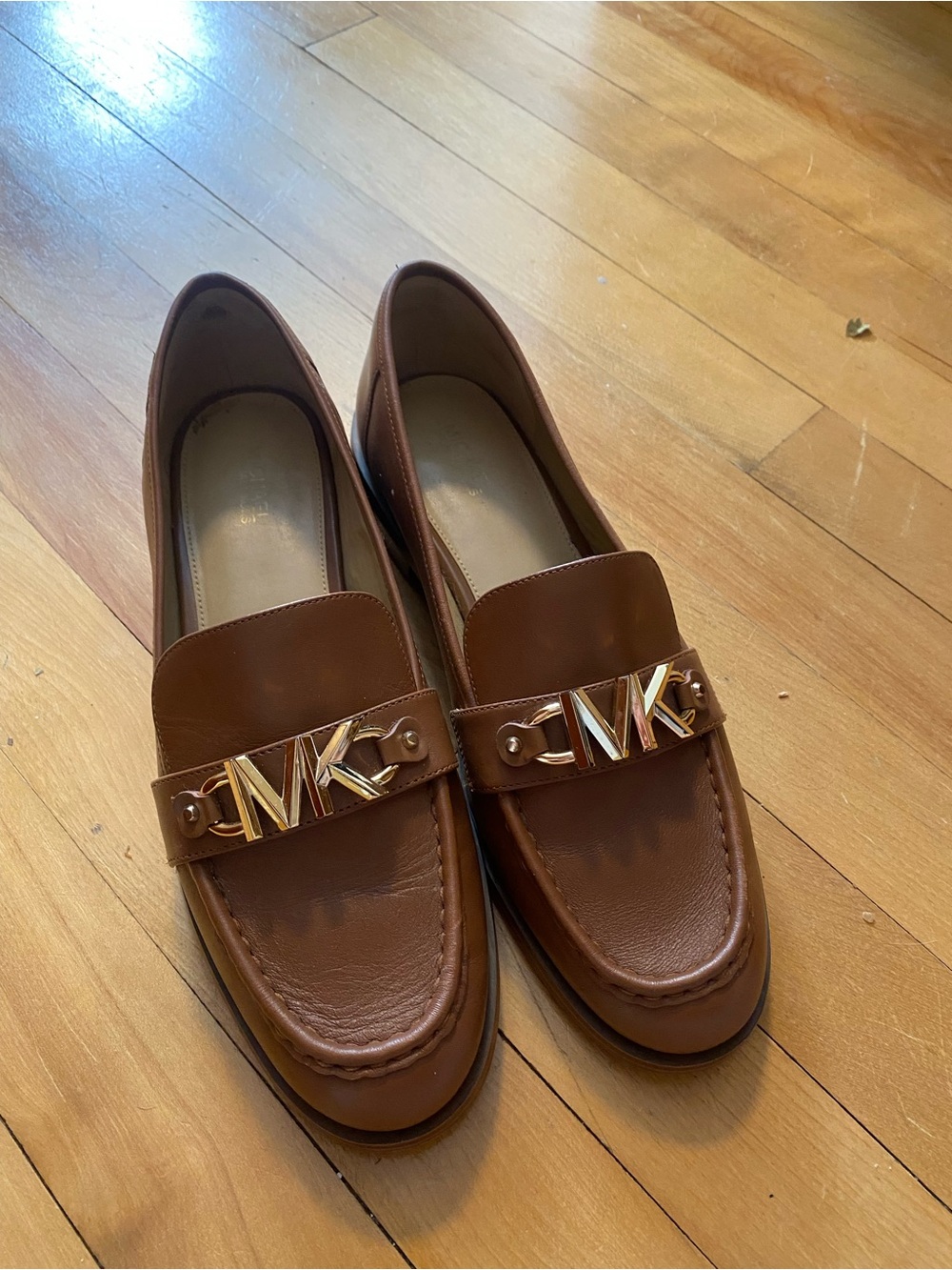 Michael Kors Tan Leather MK Logo Loafers